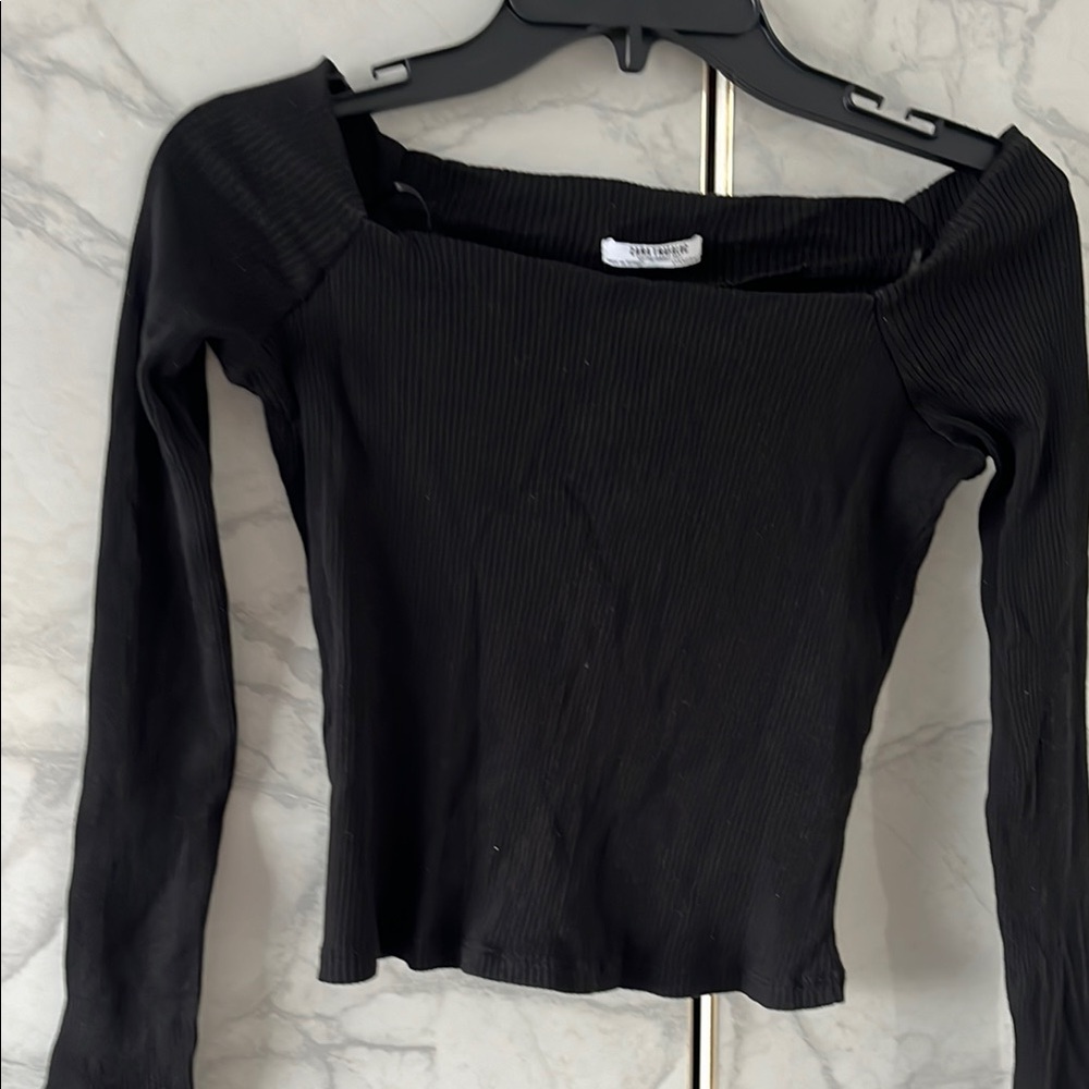 Black Ribbed Long Sleeve Top - Picture 5 of 8